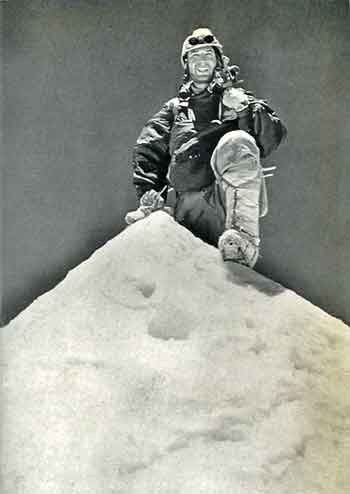
Makalu First Ascent - Expedition leader Jean Couzy on the Makalu summit May 15, 1955 Photographed By Lionel Terray

